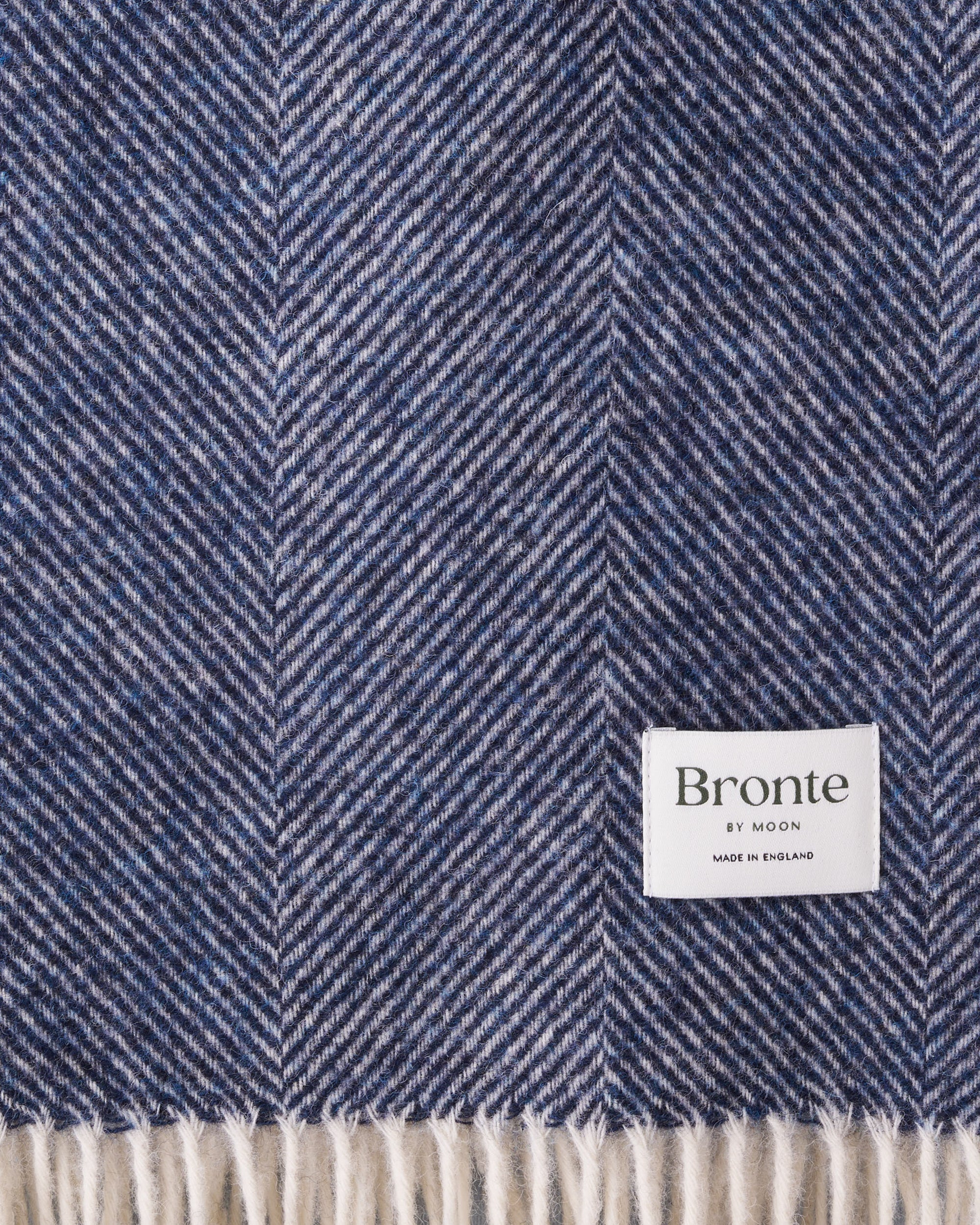 Bronte Dark Blue Herringbone Shetland Wool Blanket Throw