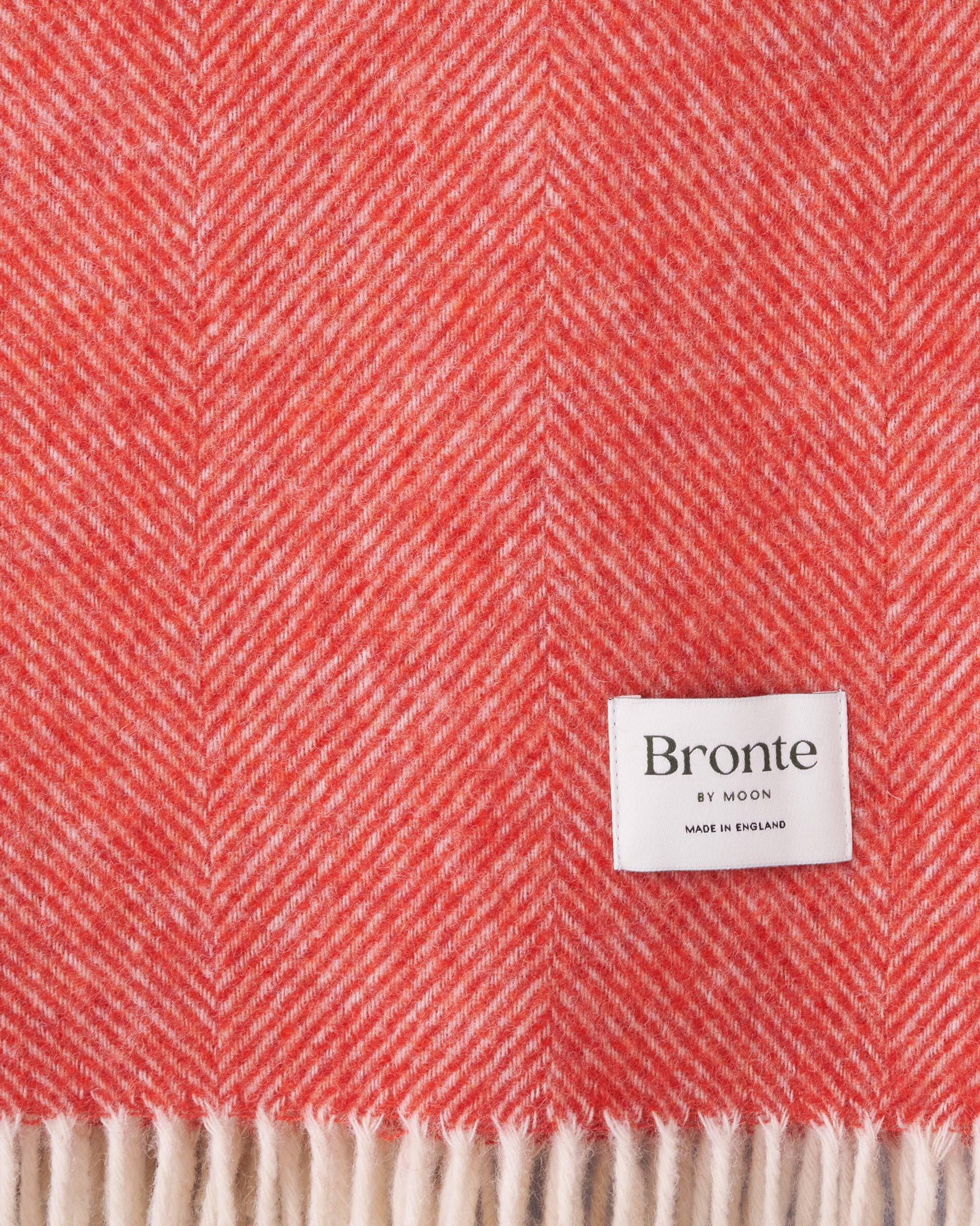 Bronte by Moon Flame Red Herringbone Shetland Wool Blanket Throw