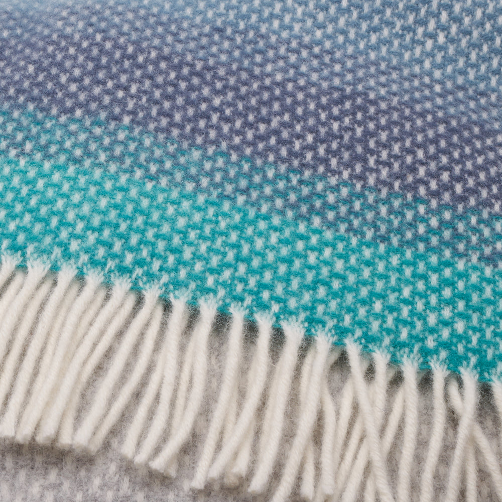 Tweedmill Seaside Blue Ombre Wool Blanket Throw made in UK with natural & sustainable wool