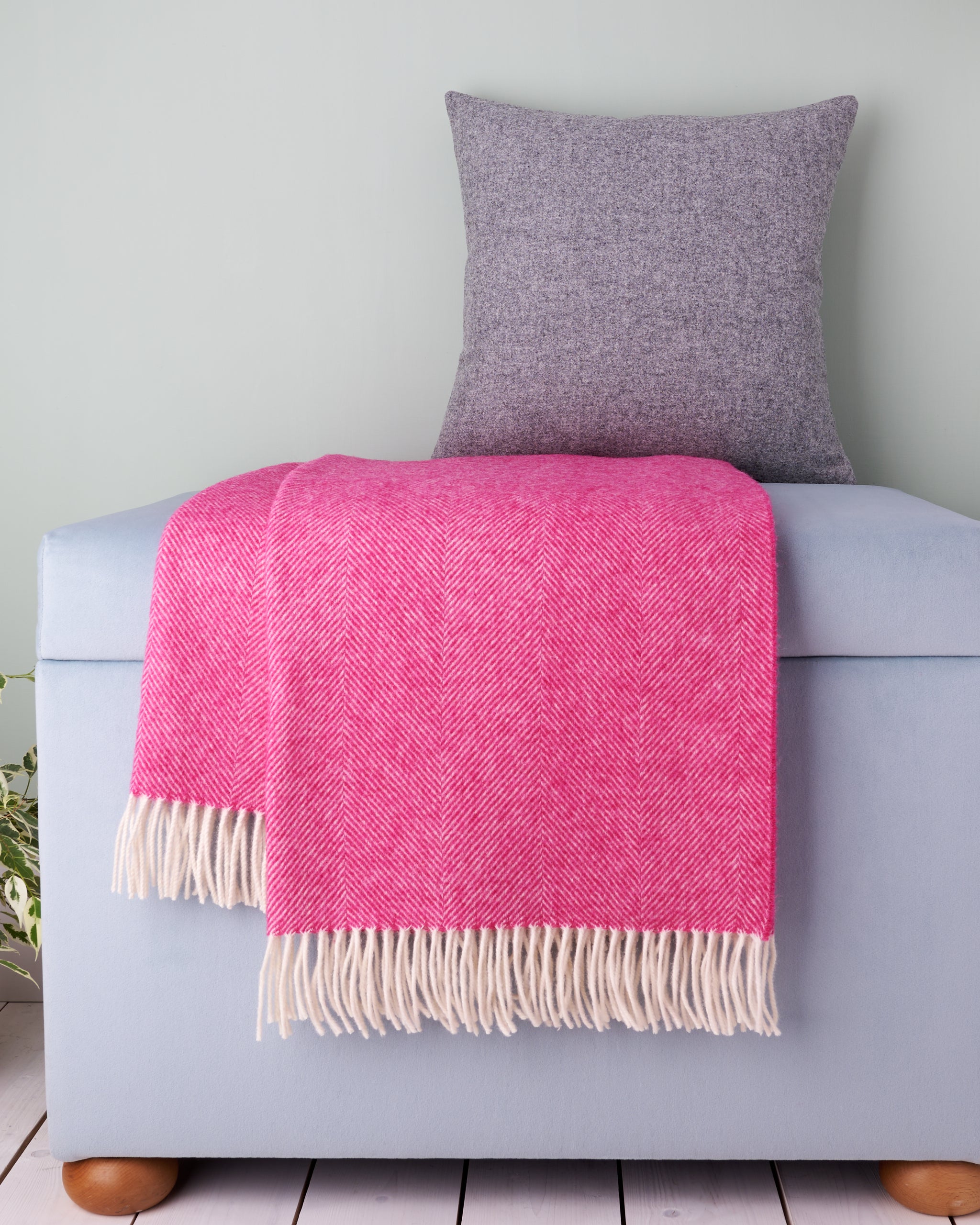Wool Throw Fuchsia Throw Blanket Tweedmill Rosa Pink Beehive Throw
