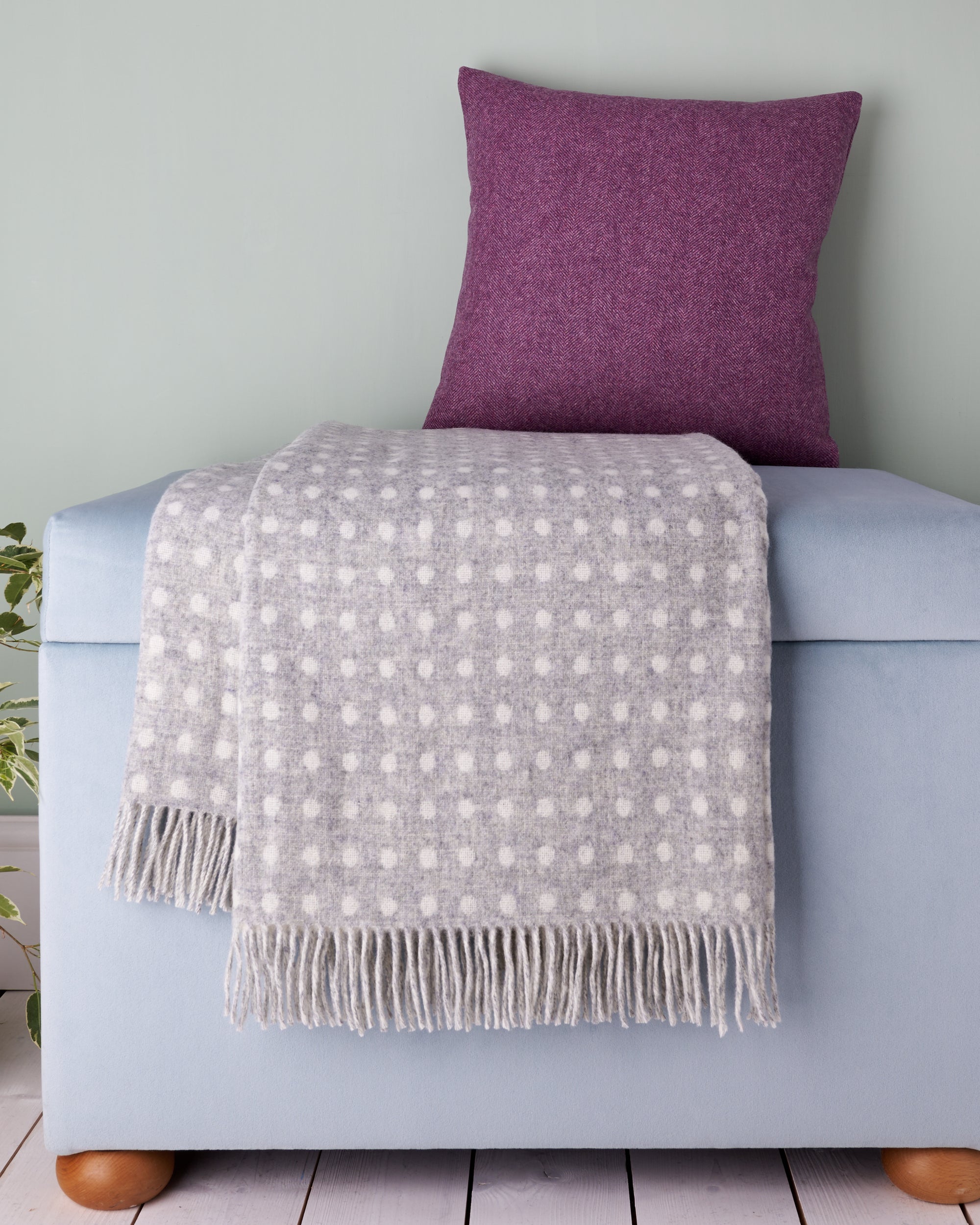 Bronte by Moon Grey Spot Merino Lambswool Throw