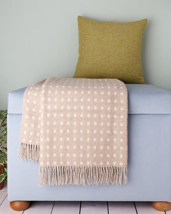 Bronte by Moon Natural Spot Merino Lambswool Throw