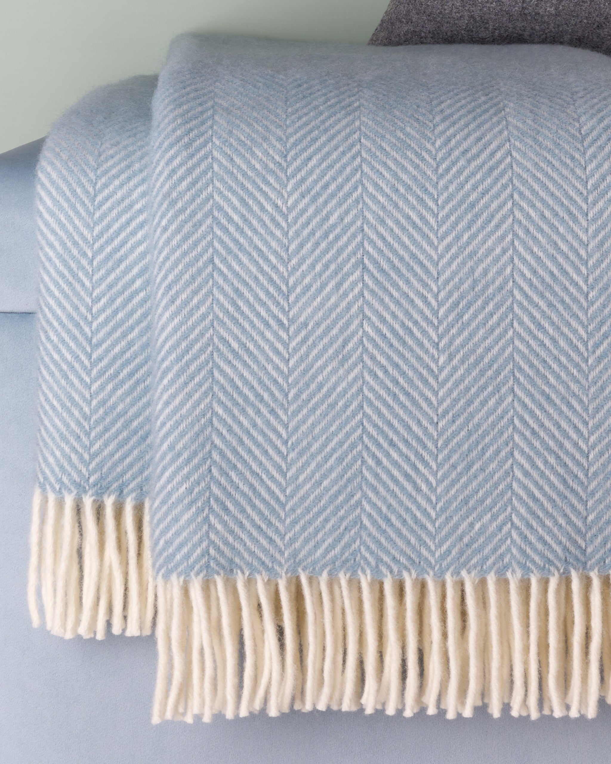 Wool Duck Egg Blue Throw For Sofa Bronte By Moon Duck Egg Blue