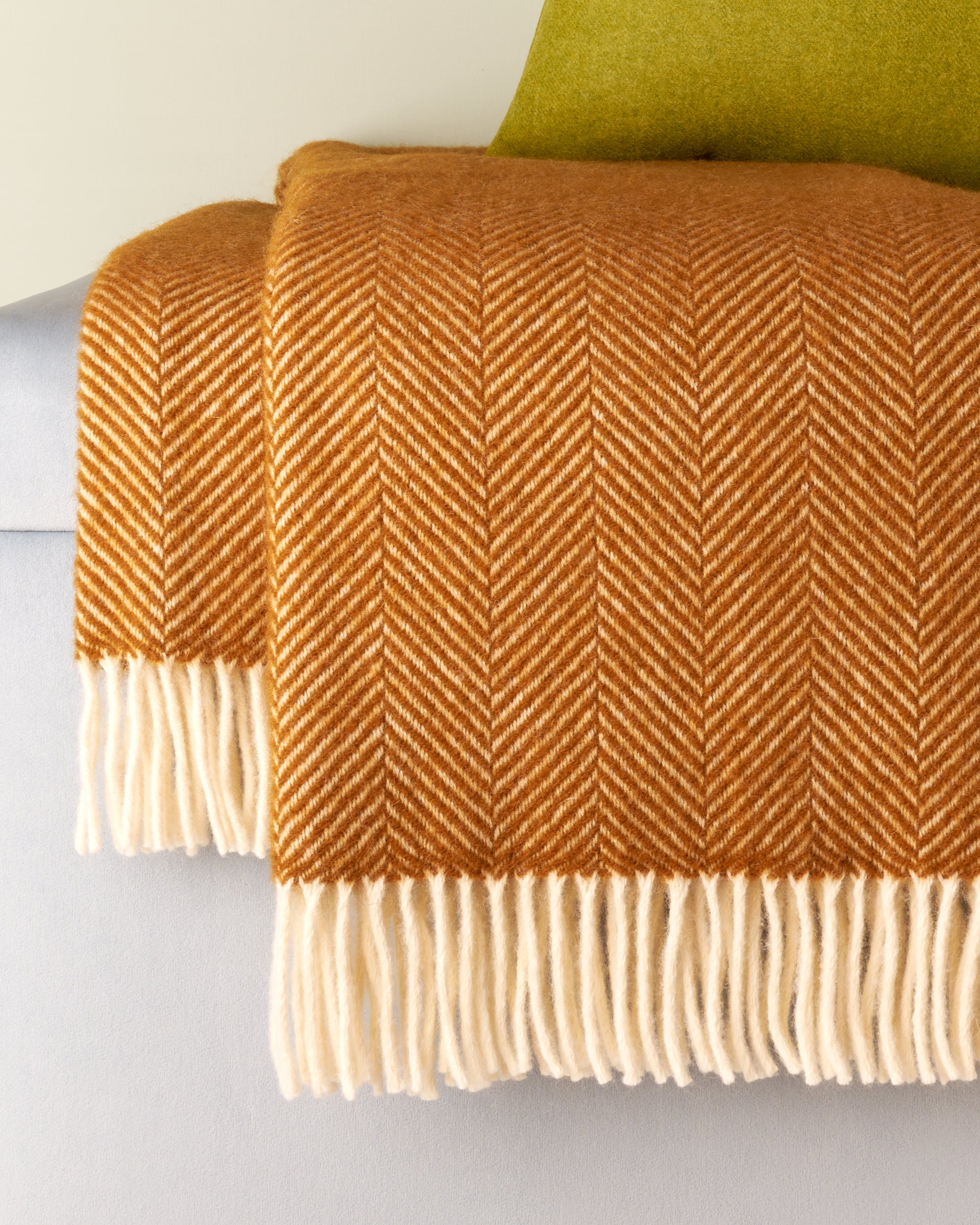 Tweedmill English Mustard Herringbone Wool Blanket Throw