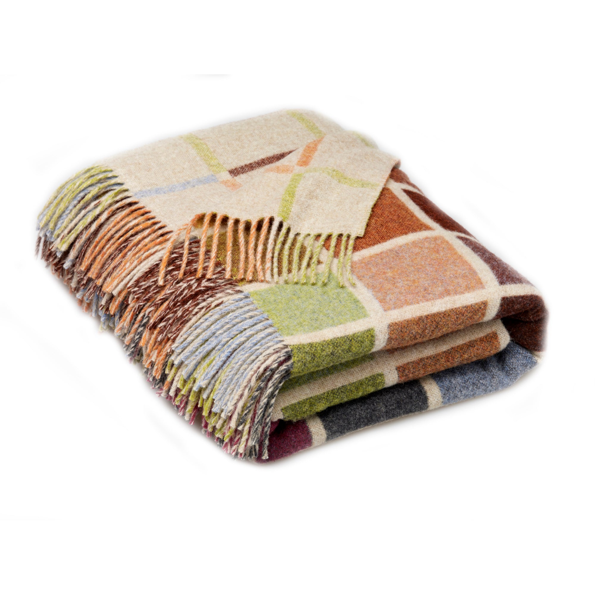 Bronte by Moon Multiblock Beige Merino Wool Throw