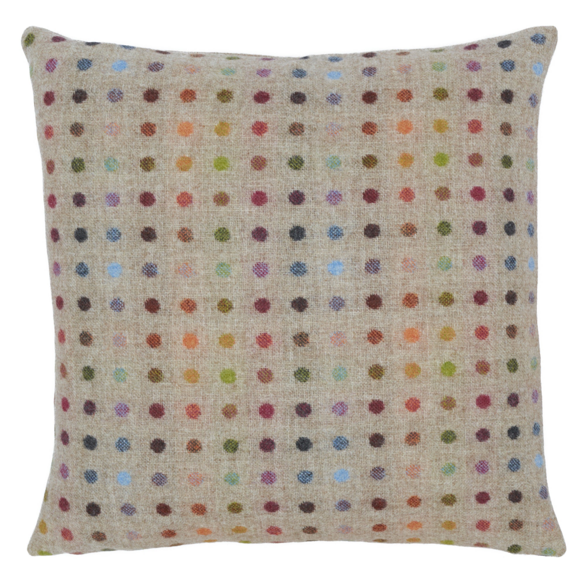 Multi Spot Natural wool cushion made in UK with Abraham Moon Wool