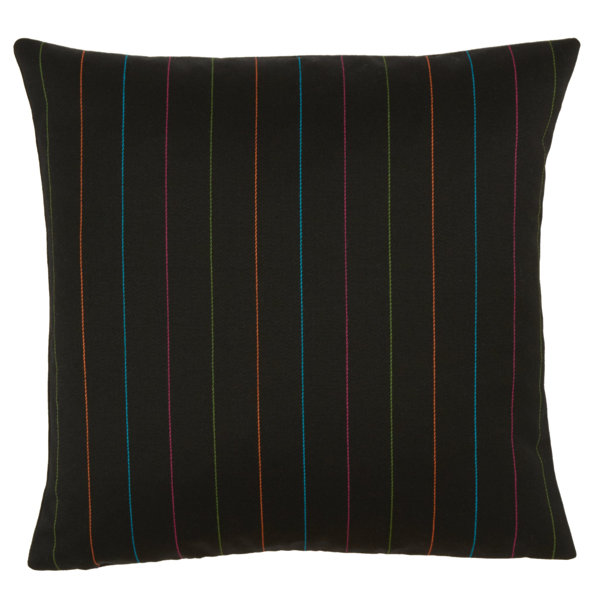 Notting Hill Stripes Black Wool Cushion made in UK with Abraham Moon Wool