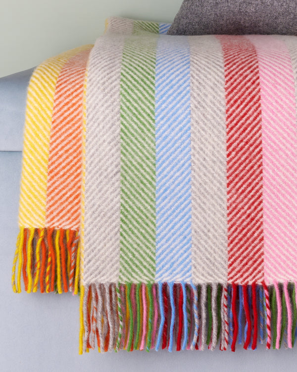 Tweedmill Rainbow Stripe Wool Blanket Throw
