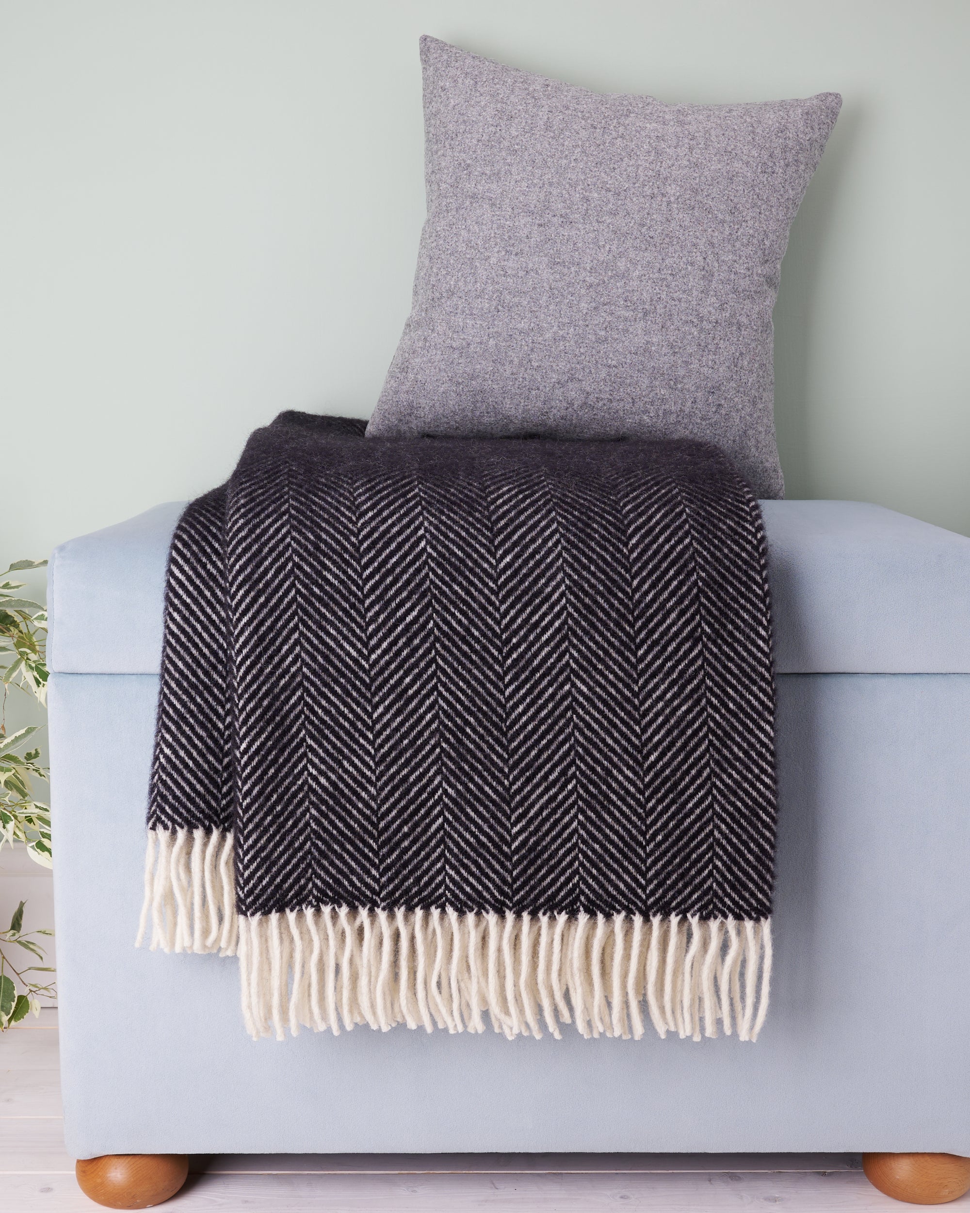 Wool Throw Great British Blanket Company Herringbone Throw Grey