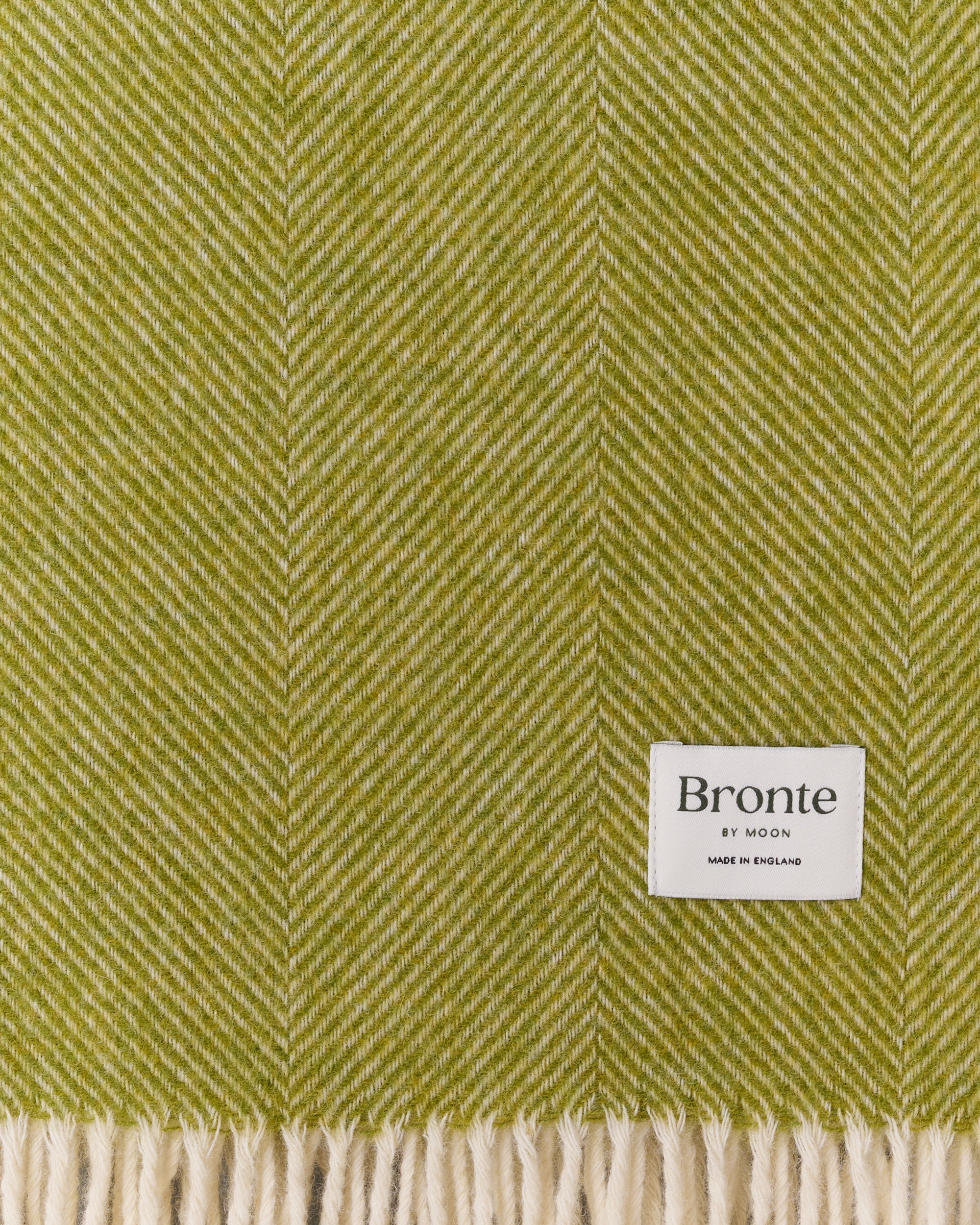 Bronte by Moon Lime Herringbone Shetland Wool Blanket Throw