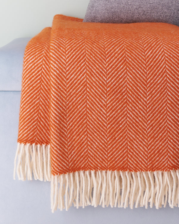Tweedmill Cinnamon Orange Wool Blanket Throw