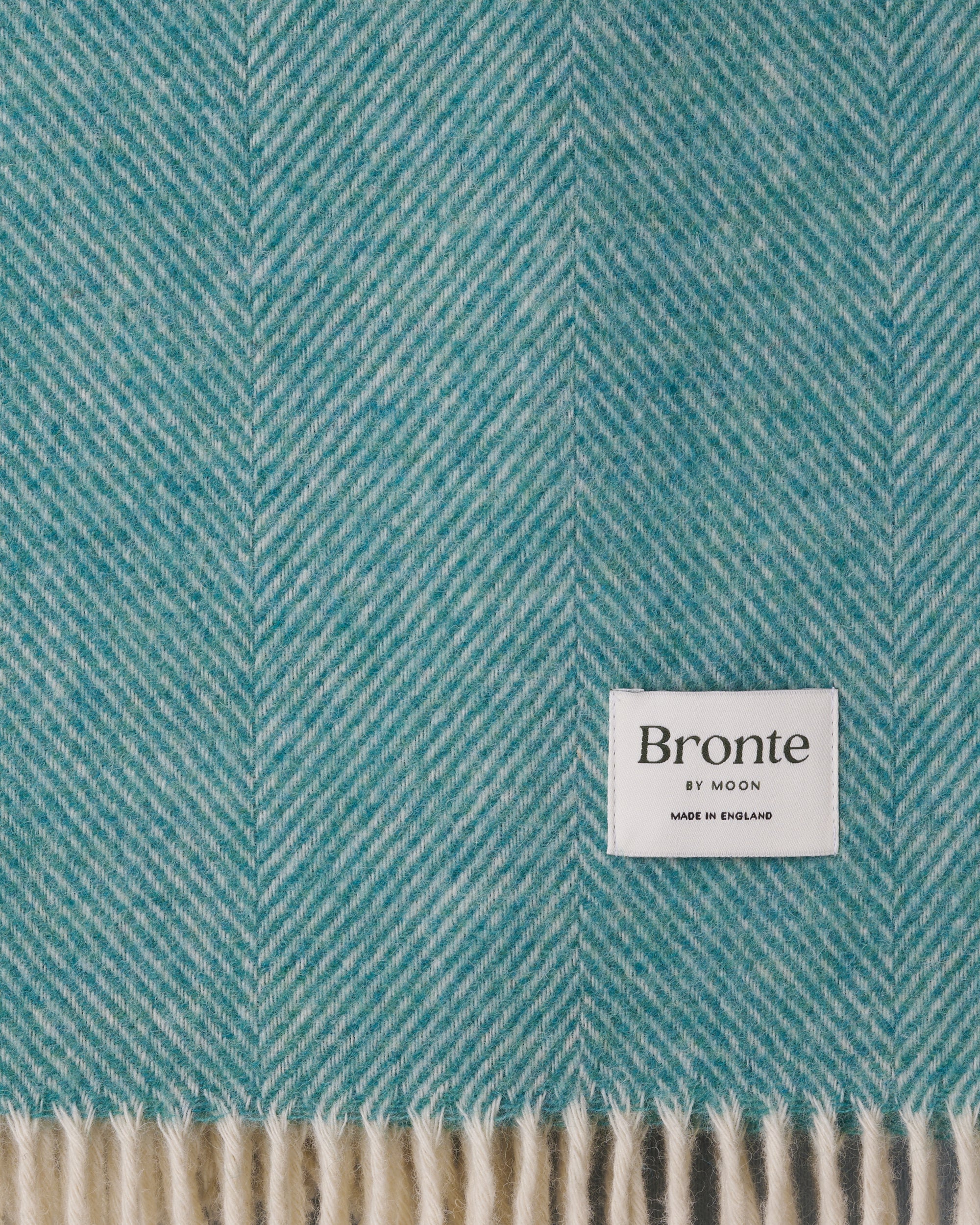 Bronte by Moon Aqua Herringbone Shetland Wool Blanket Throw