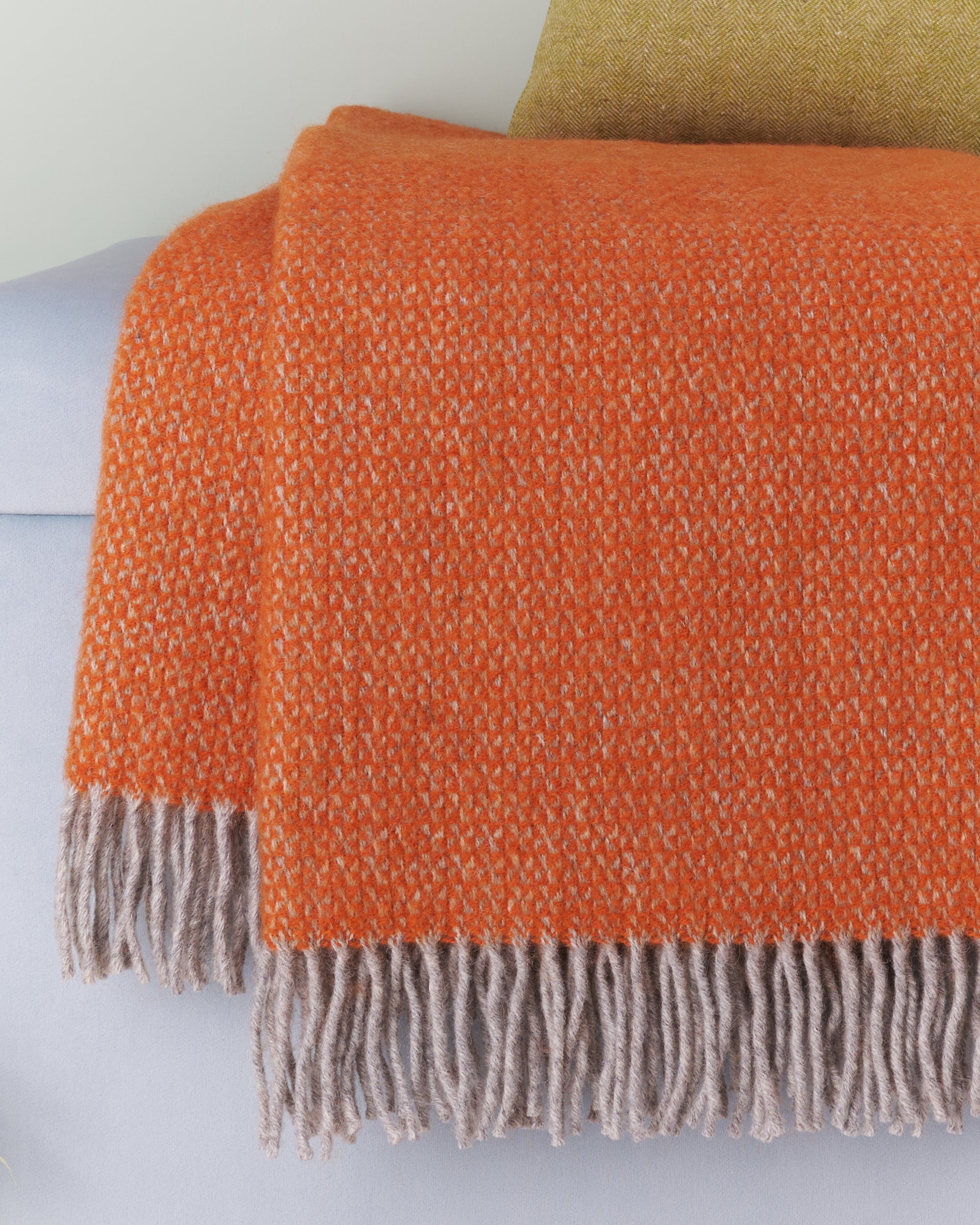 Tweedmill Pumpkin Orange Illusion Wool Blanket Throw