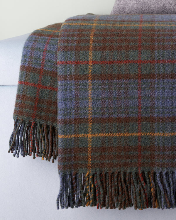 Tweedmill Antique Hunting Stewart Tartan Wool Blanket Throw