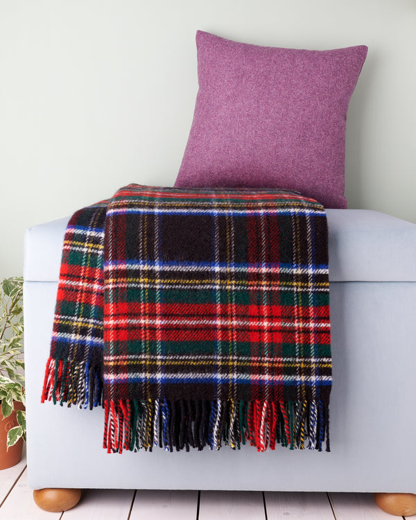 Tweedmill Black Stewart Tartan Wool Blanket Throw