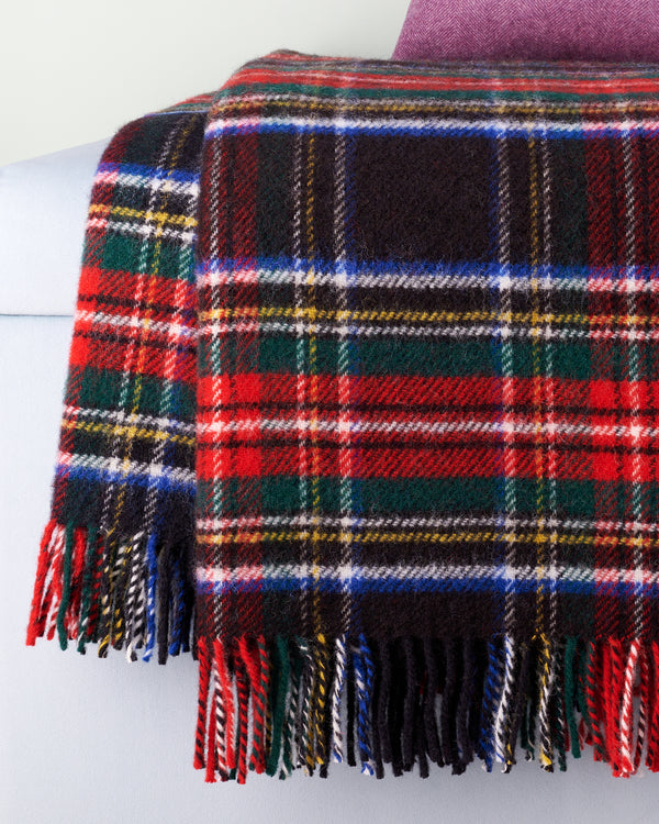 Tweedmill Black Stewart Tartan Wool Blanket Throw