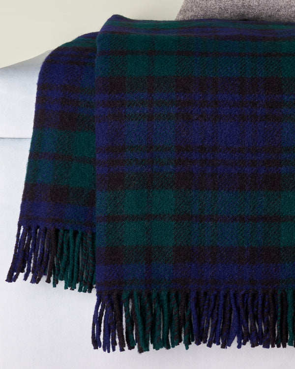 Black Watch Tartan Wool Blanket Throw