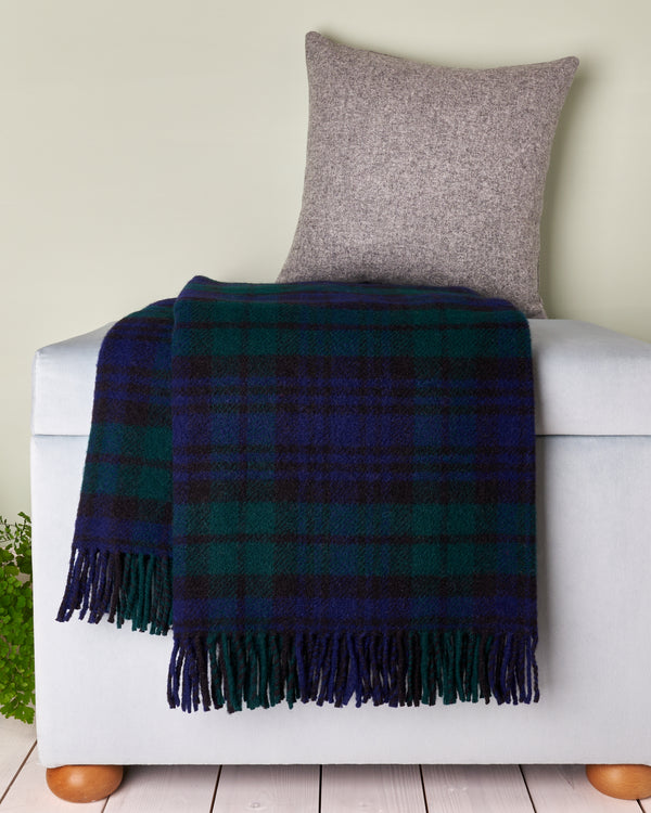 Black Watch Tartan Wool Blanket Throw