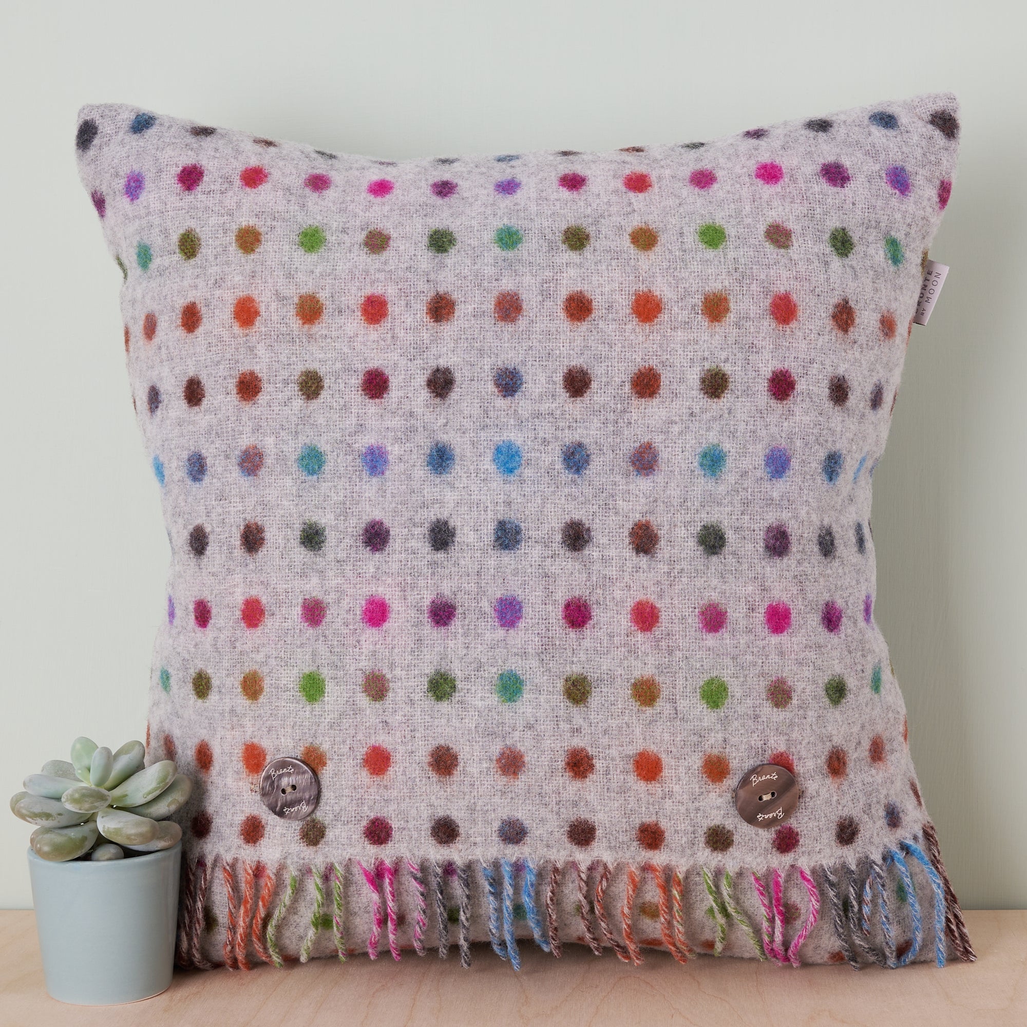 Bronte by Moon Multi Spot Grey Merino Wool Cushion