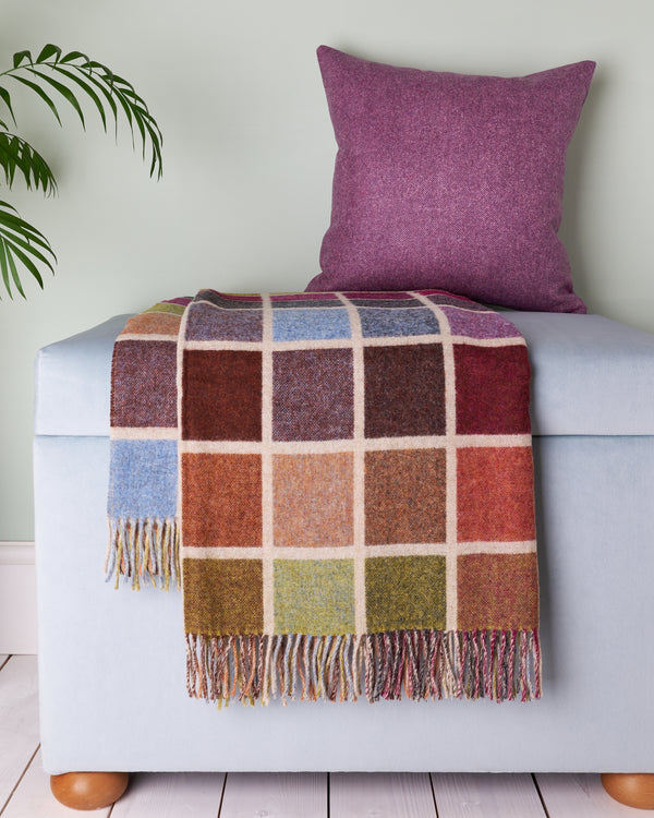 Bronte by Moon Multiblock Beige Merino Wool Throw