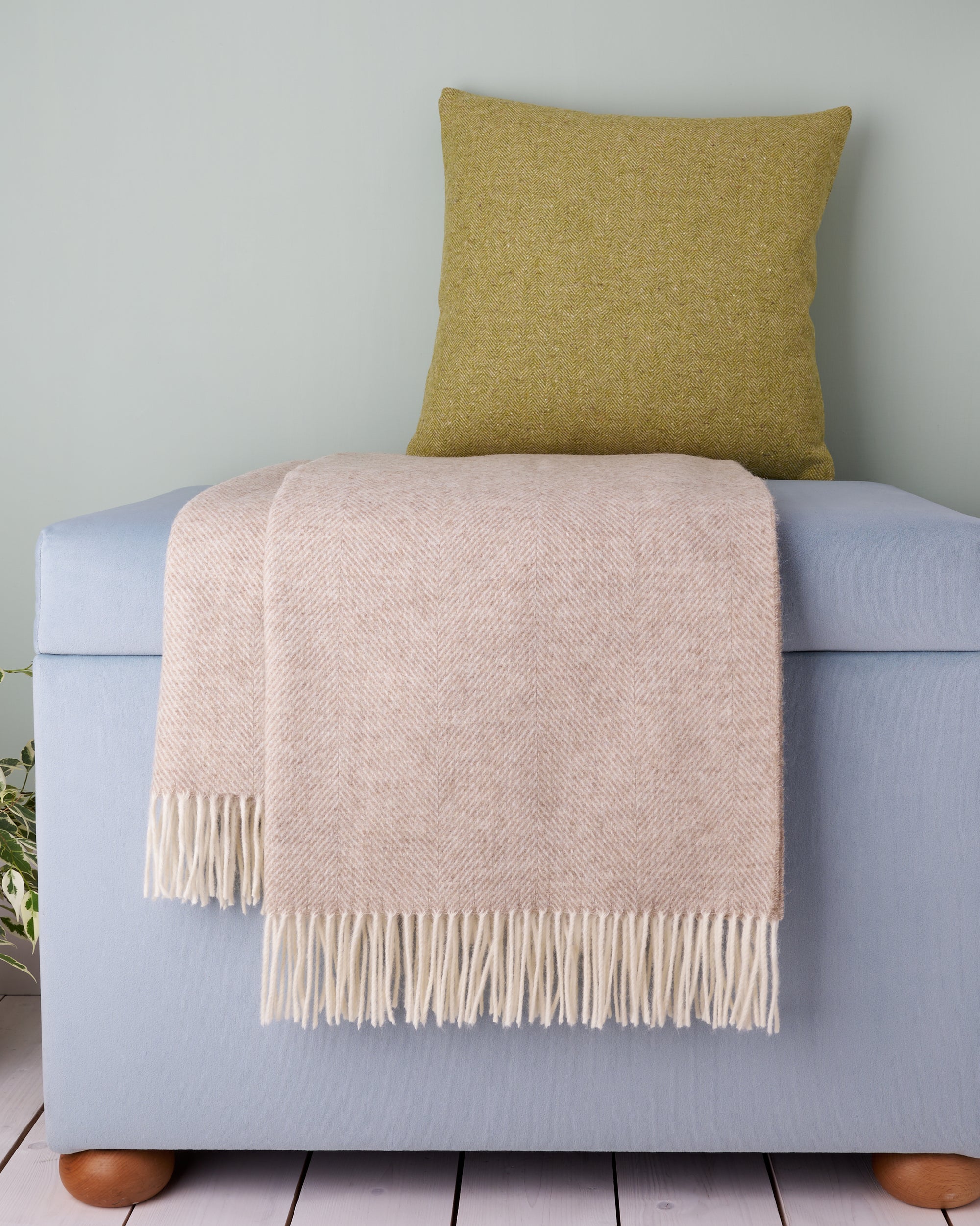 Bronte by Moon Natural Herringbone Shetland Wool Throw