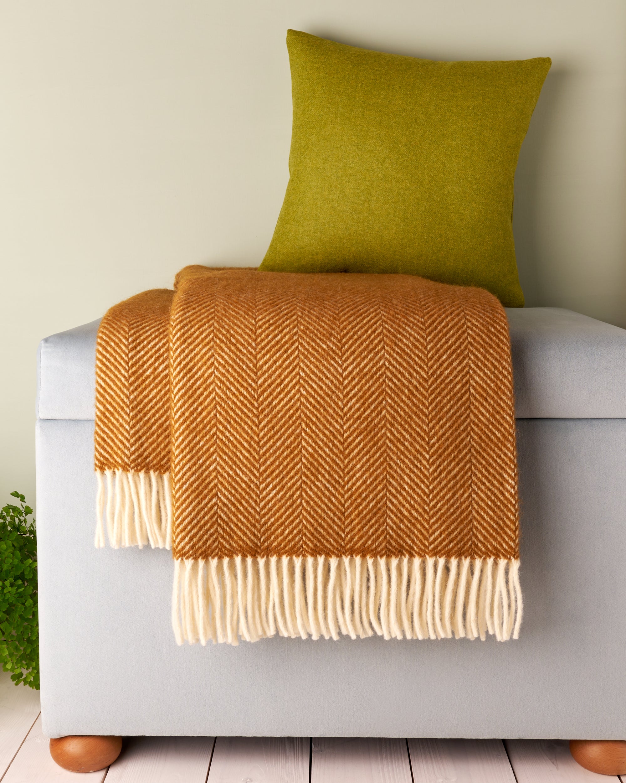 Tweedmill English Mustard Herringbone Wool Blanket Throw