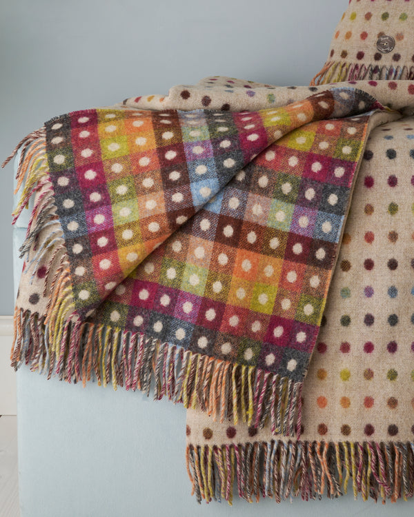 Bronte by Moon Multispot Beige Merino Wool Throw