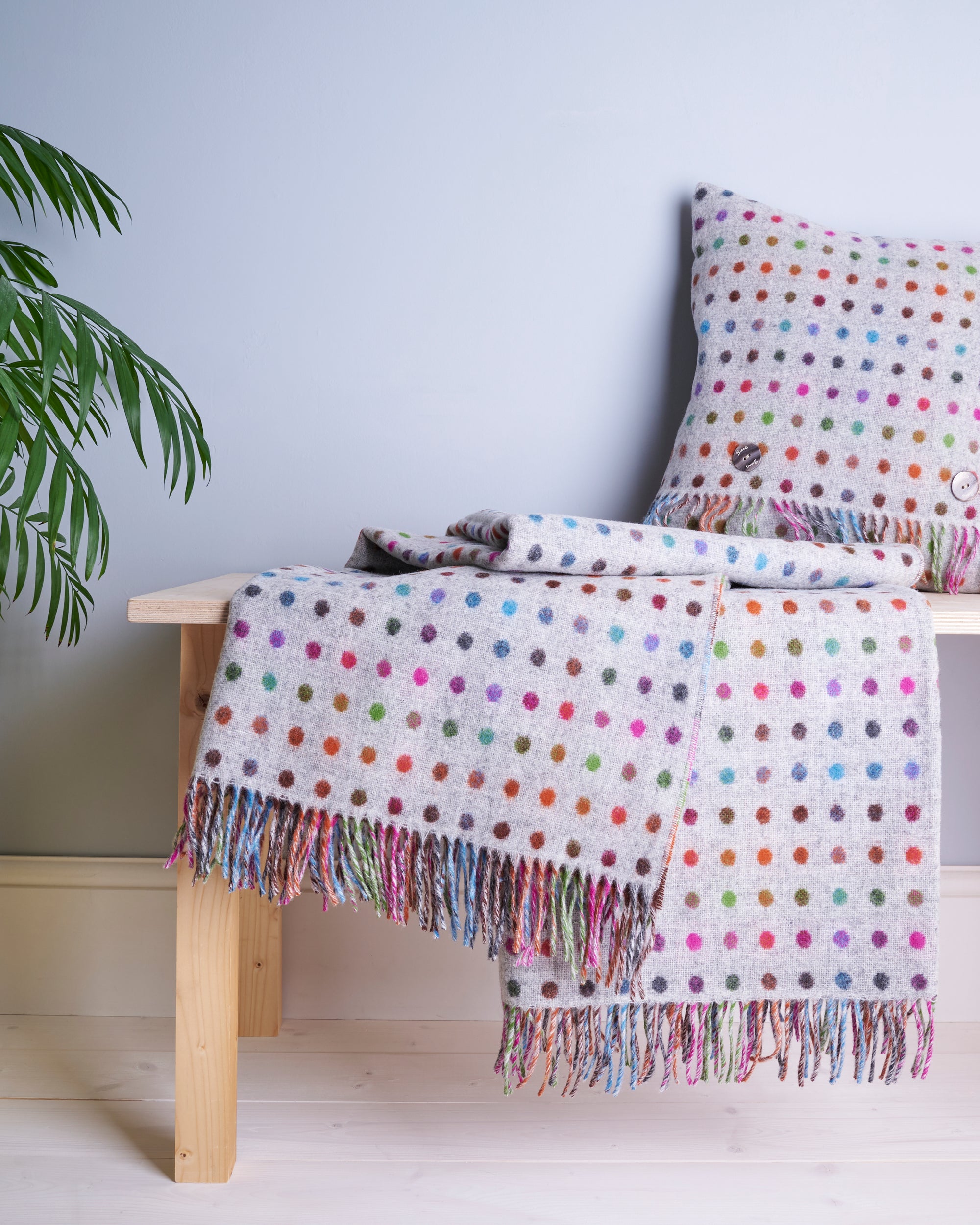 Bronte by Moon Multispot Grey Merino Wool Throw