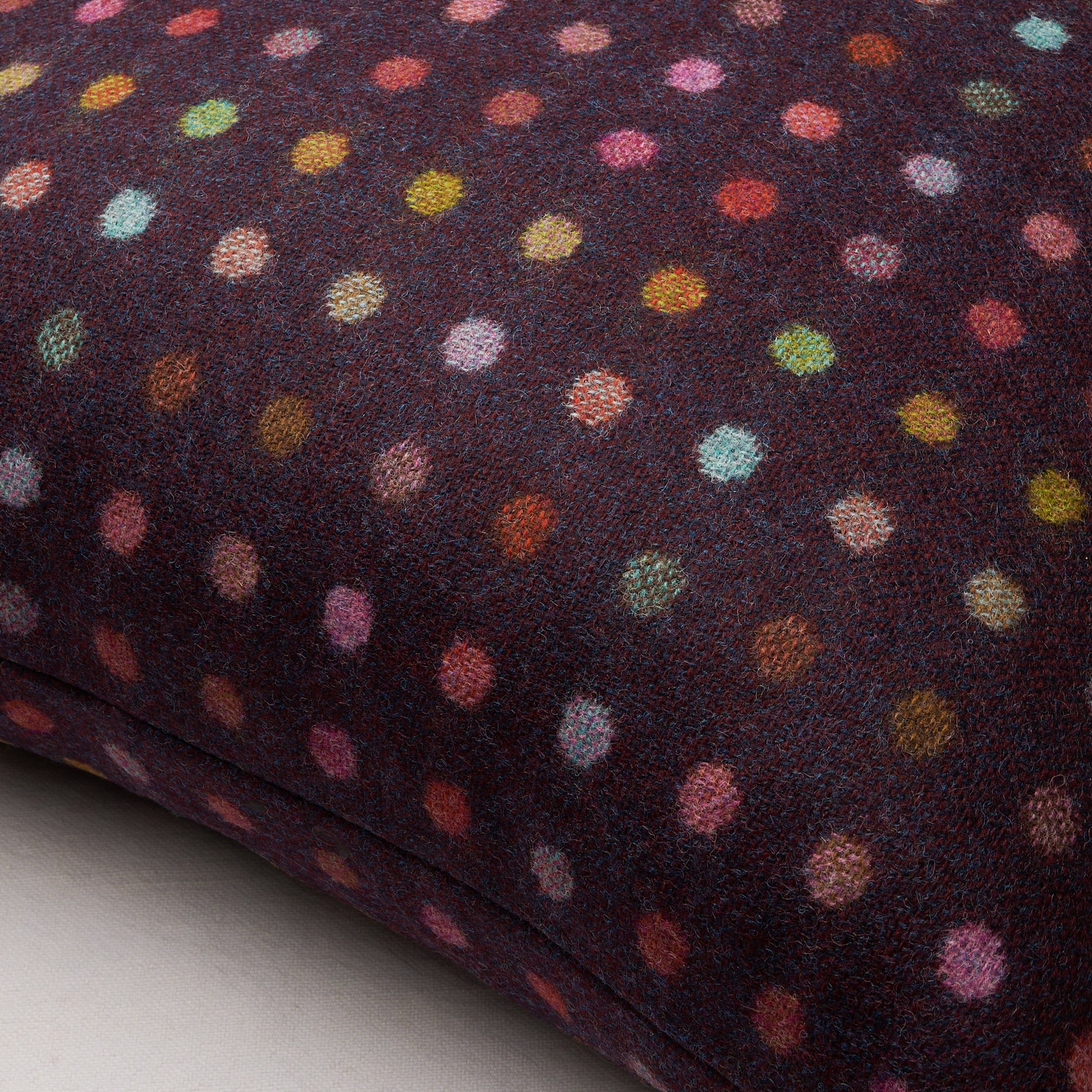 Multi Spot Wine Wool Cushion Abraham Moon