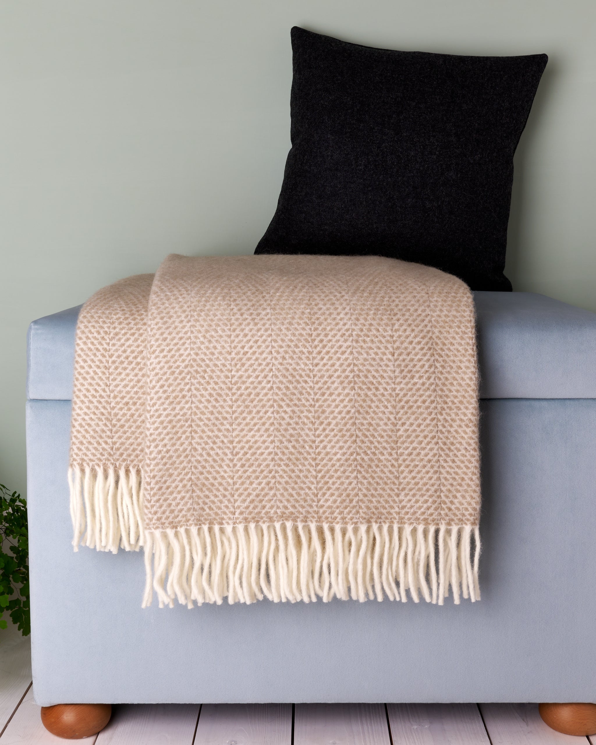 Beiege Throw Tweedmill Oatmeal Beige Beehive Wool Blanket Throw