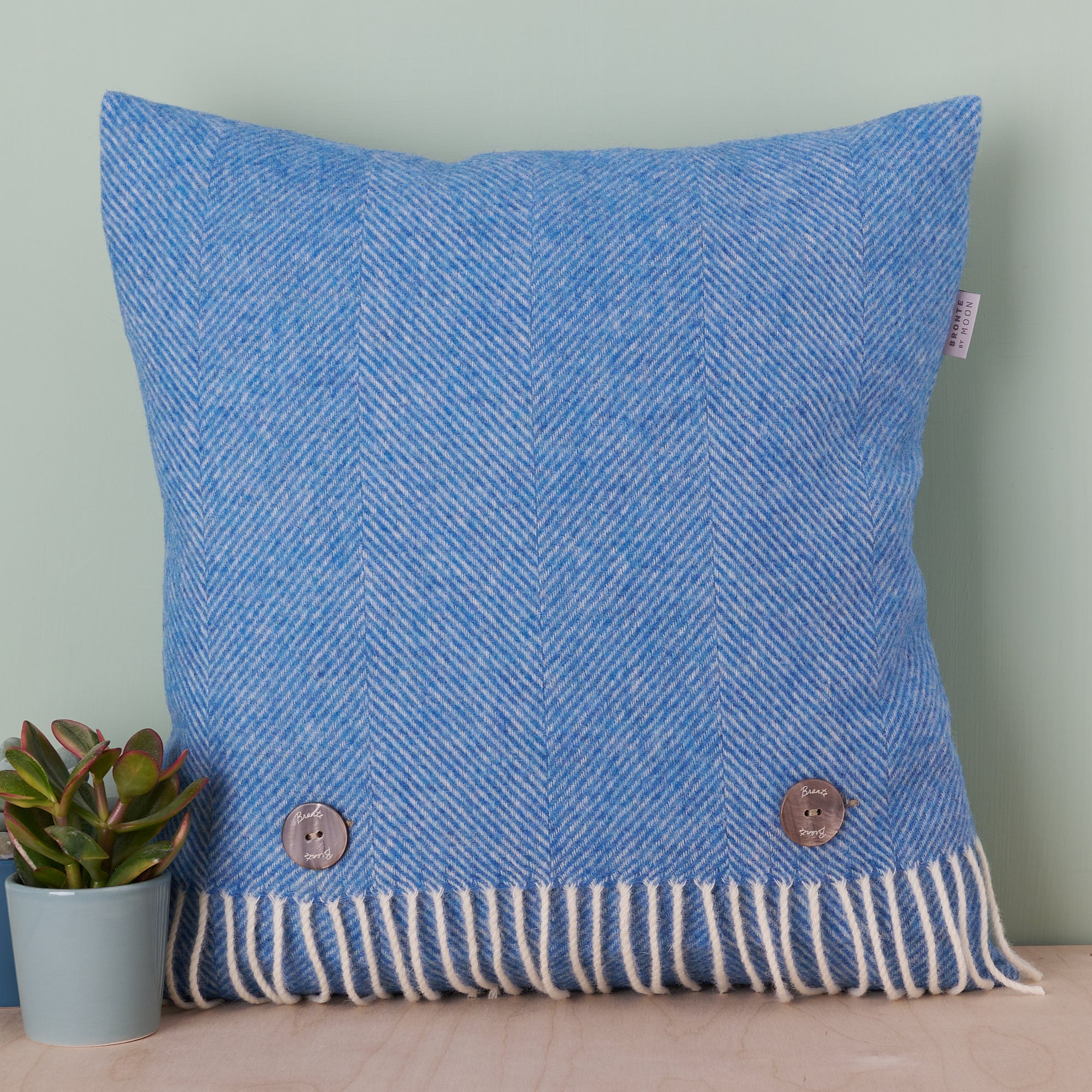 Bronte by Moon Peacock Herringbone Shetland Wool Cushion