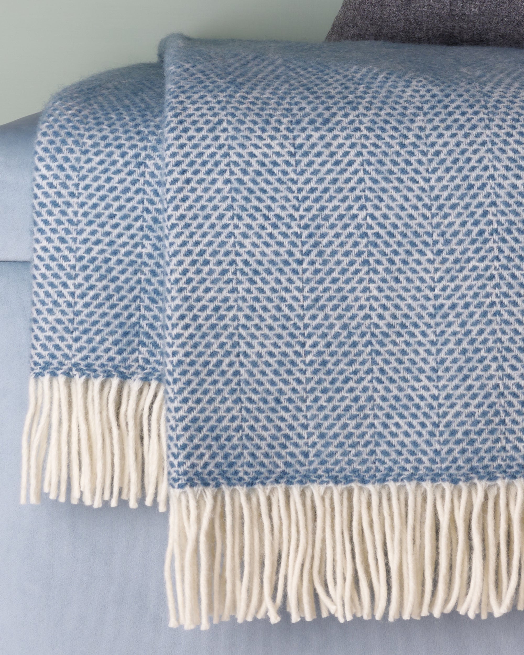 Tweedmill Petrol Blue Beehive Wool Blanket Throw