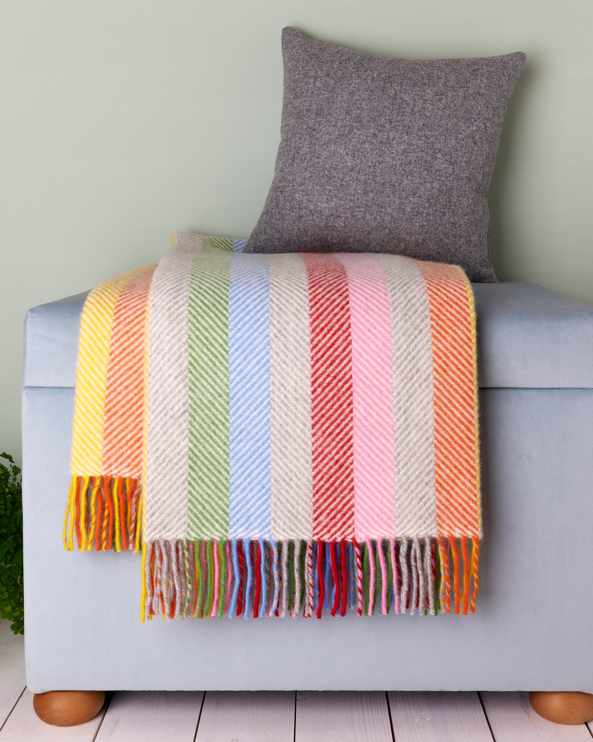 Tweedmill Rainbow Stripe Wool Blanket Throw