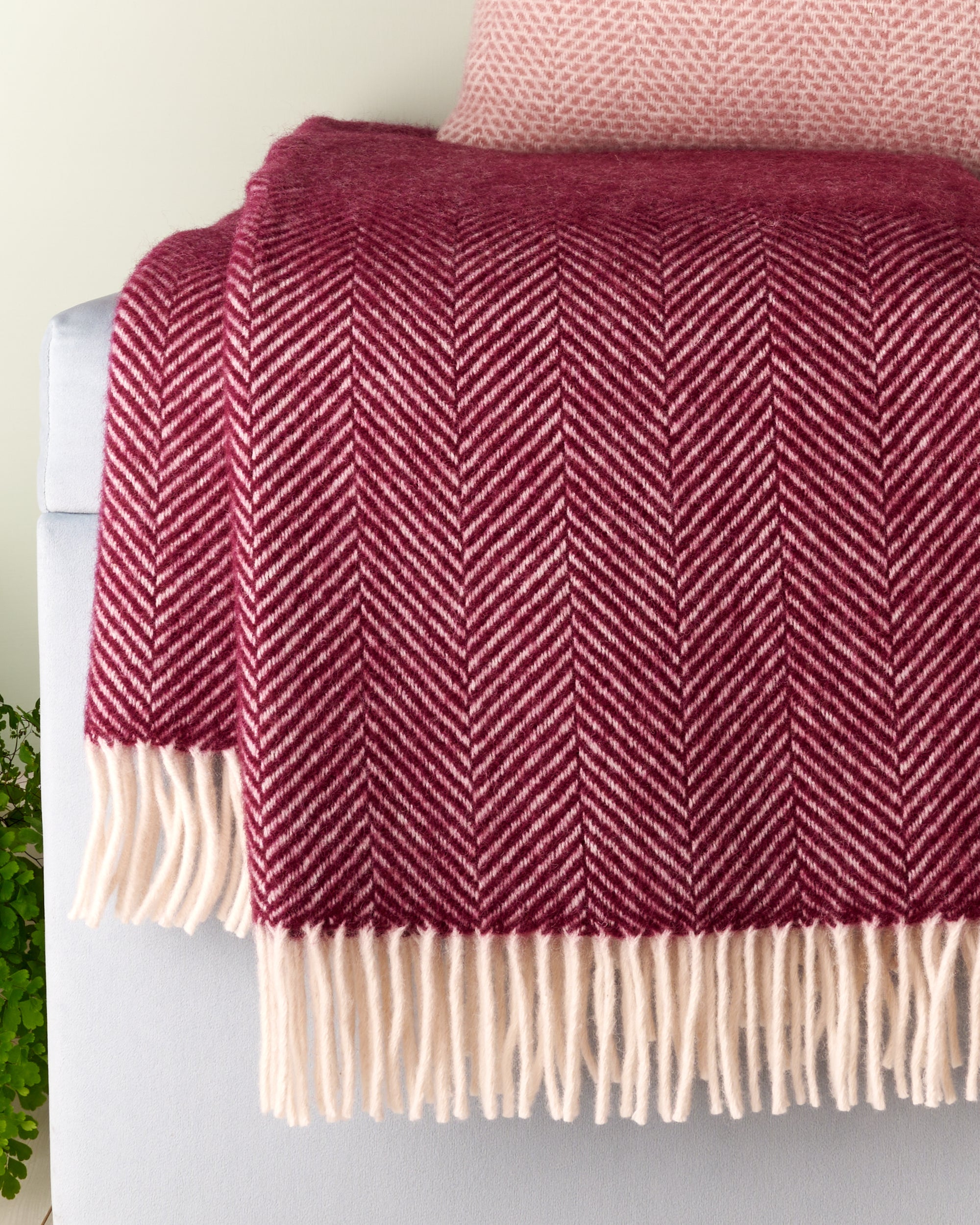 Tweedmill Rosewood herringbone wool blanket throw