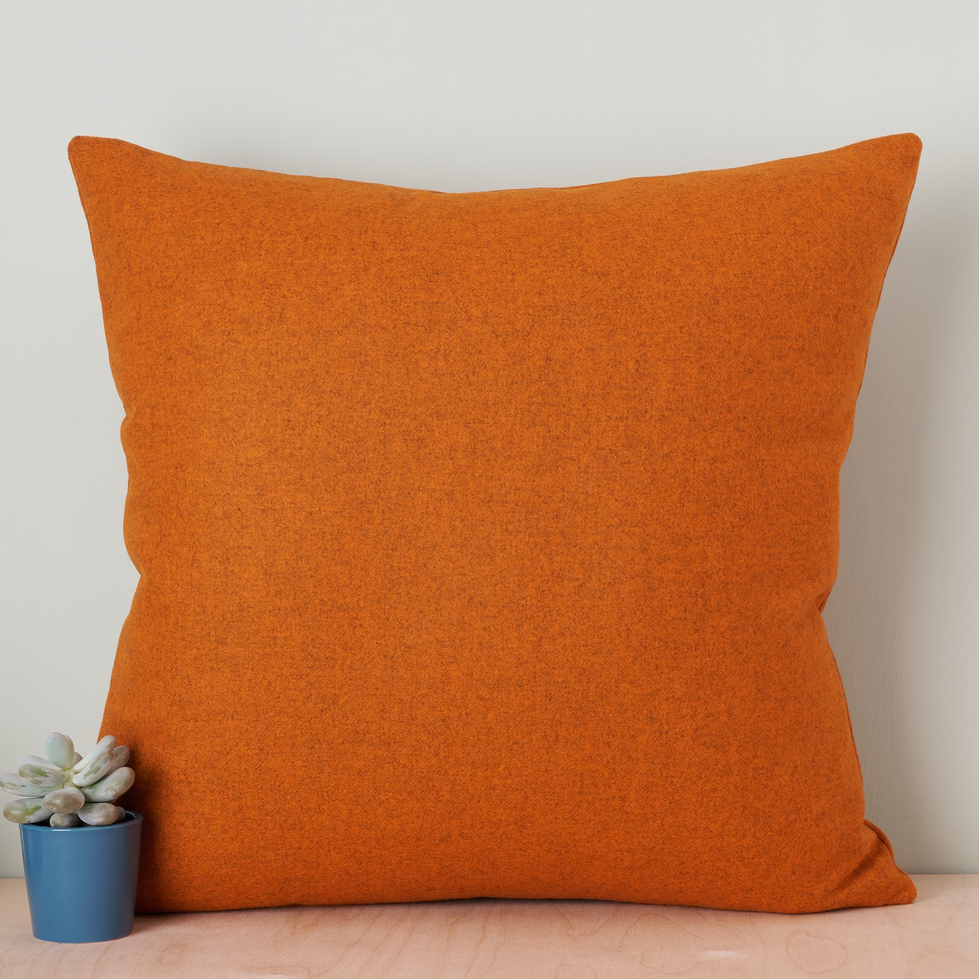Orange Merino Lambswool Cushion Made in UK with Abraham Moon Wool