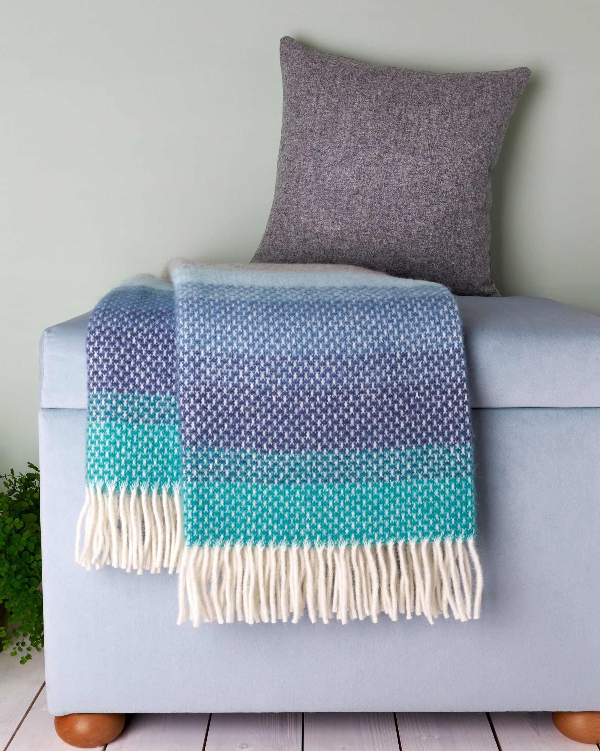 Tweedmill Seaside Blue Ombre Wool Blanket Throw