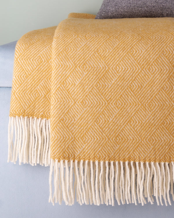 Tweedmill Tuscan Yellow Delamere Wool Blanket Throw