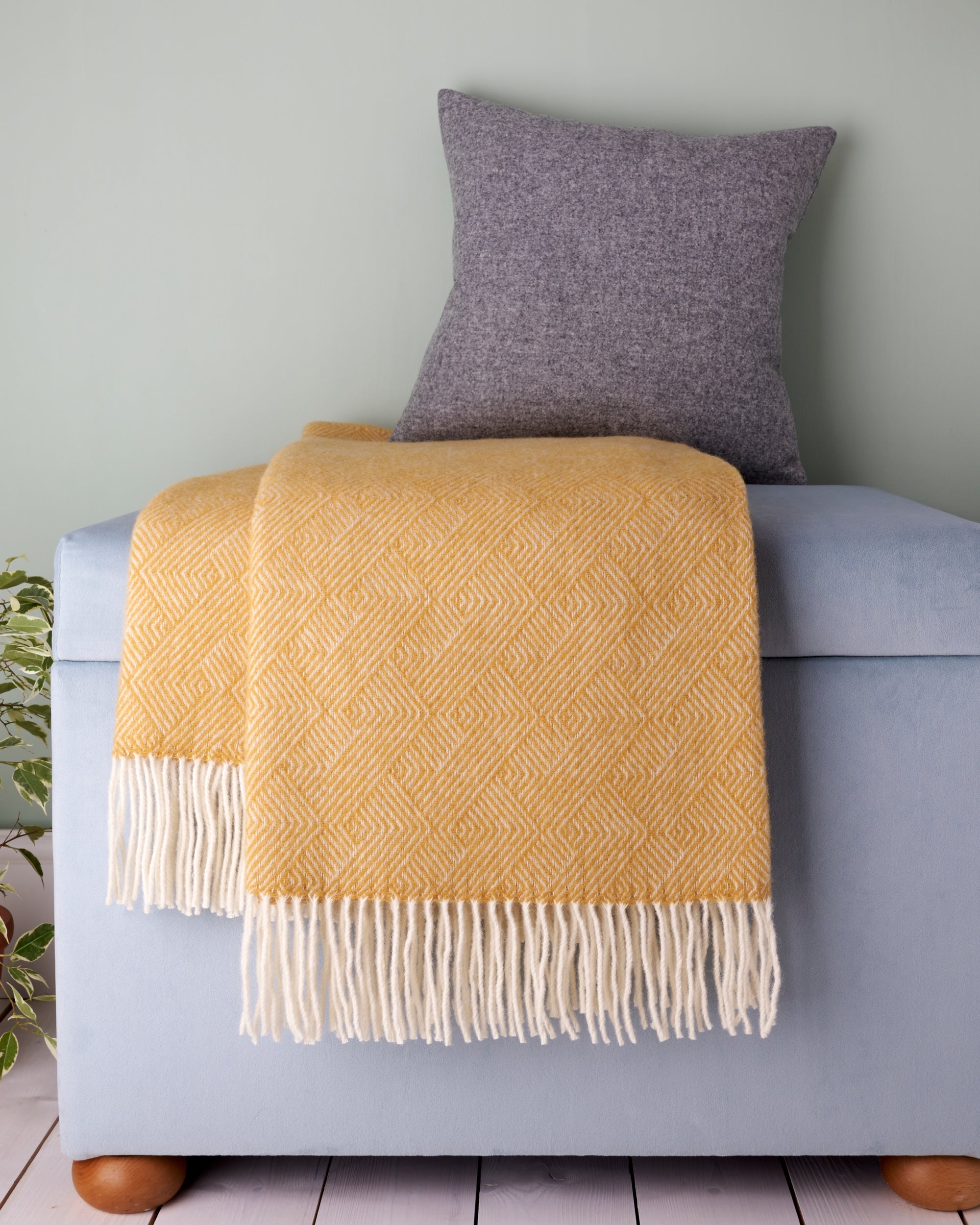 Tweedmill Tuscan Yellow Delamere Wool Blanket Throw