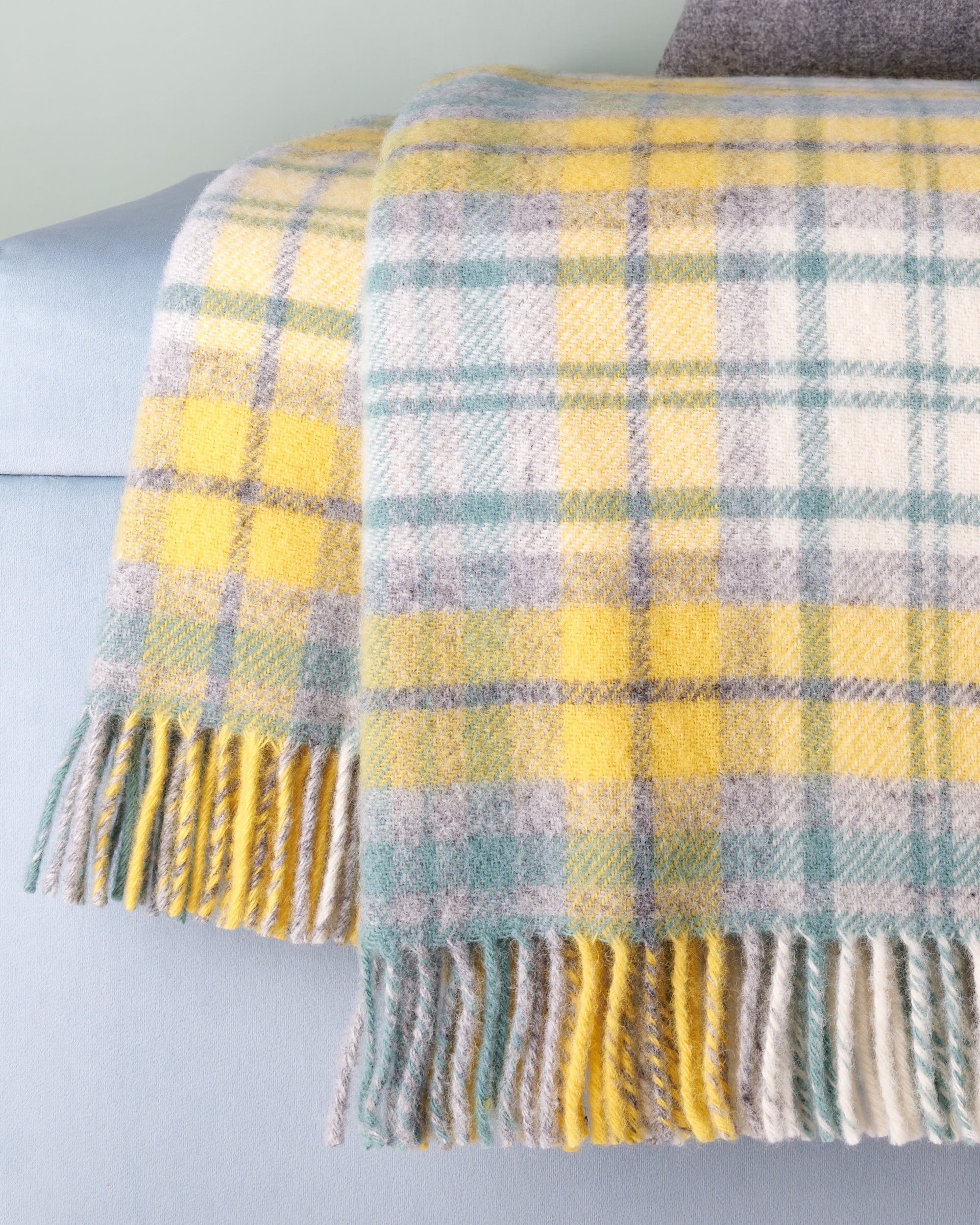Tweedmill Cottage Ocean Check Wool Blanket Throw