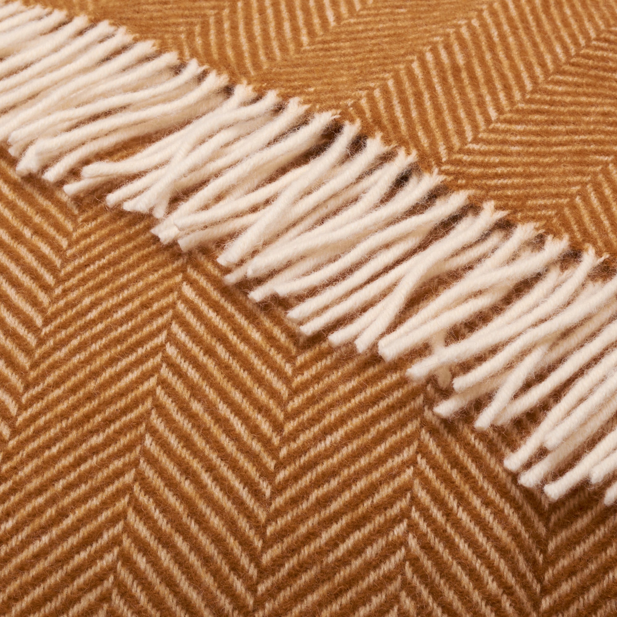 Tweedmill English Mustard Herringbone Wool Blanket Throw