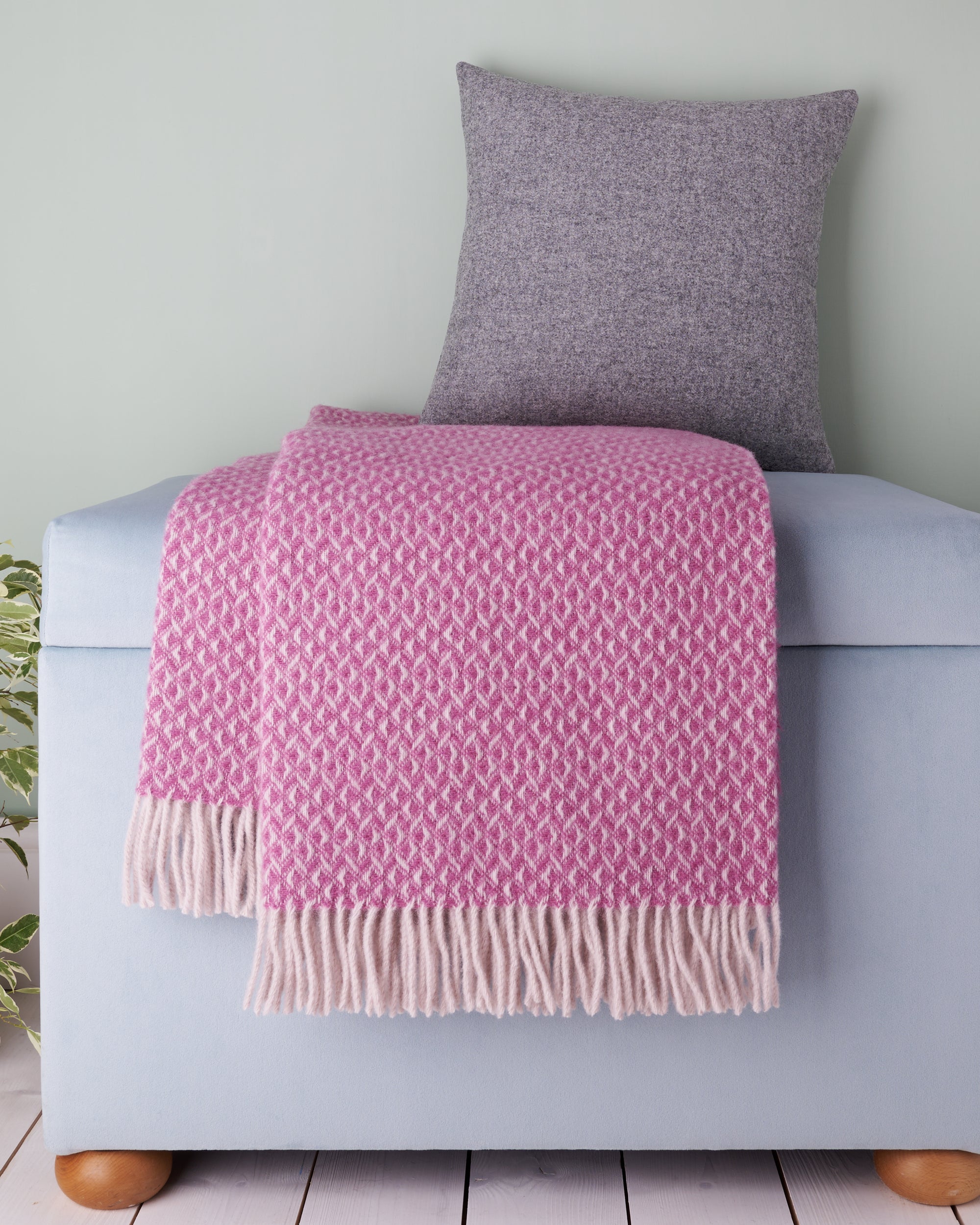 Tweedmill Mulberry Diamond Wool Blanket Throw