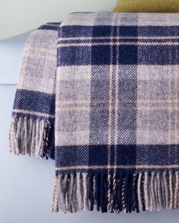 Tweedmill Navy Bannockbane Tartan Wool Blanket Throw