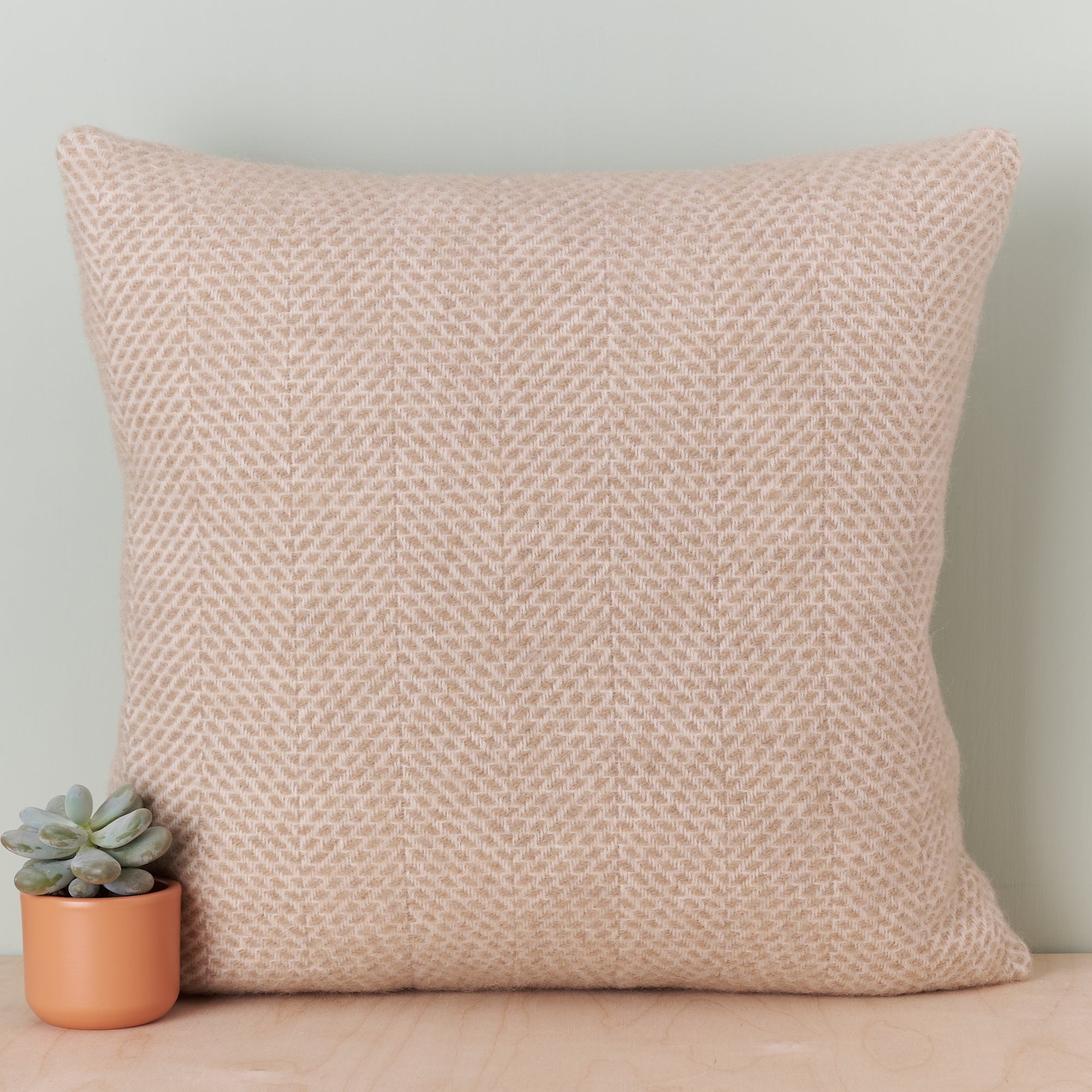 Tweedmill Oatmeal Beige Beehive Wool Cushion