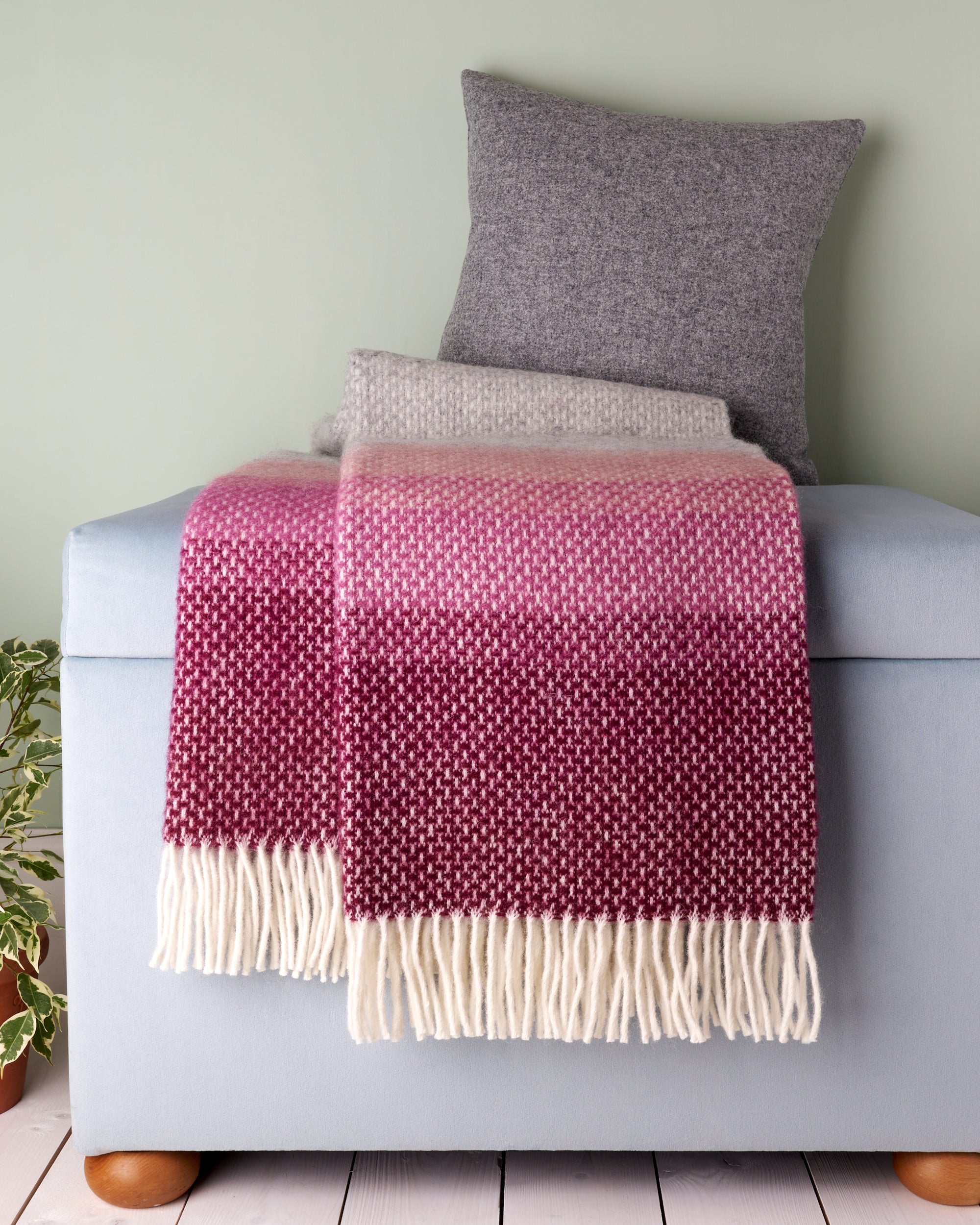 Tweedmill Ombre Rosewood Wool Blanket Throw