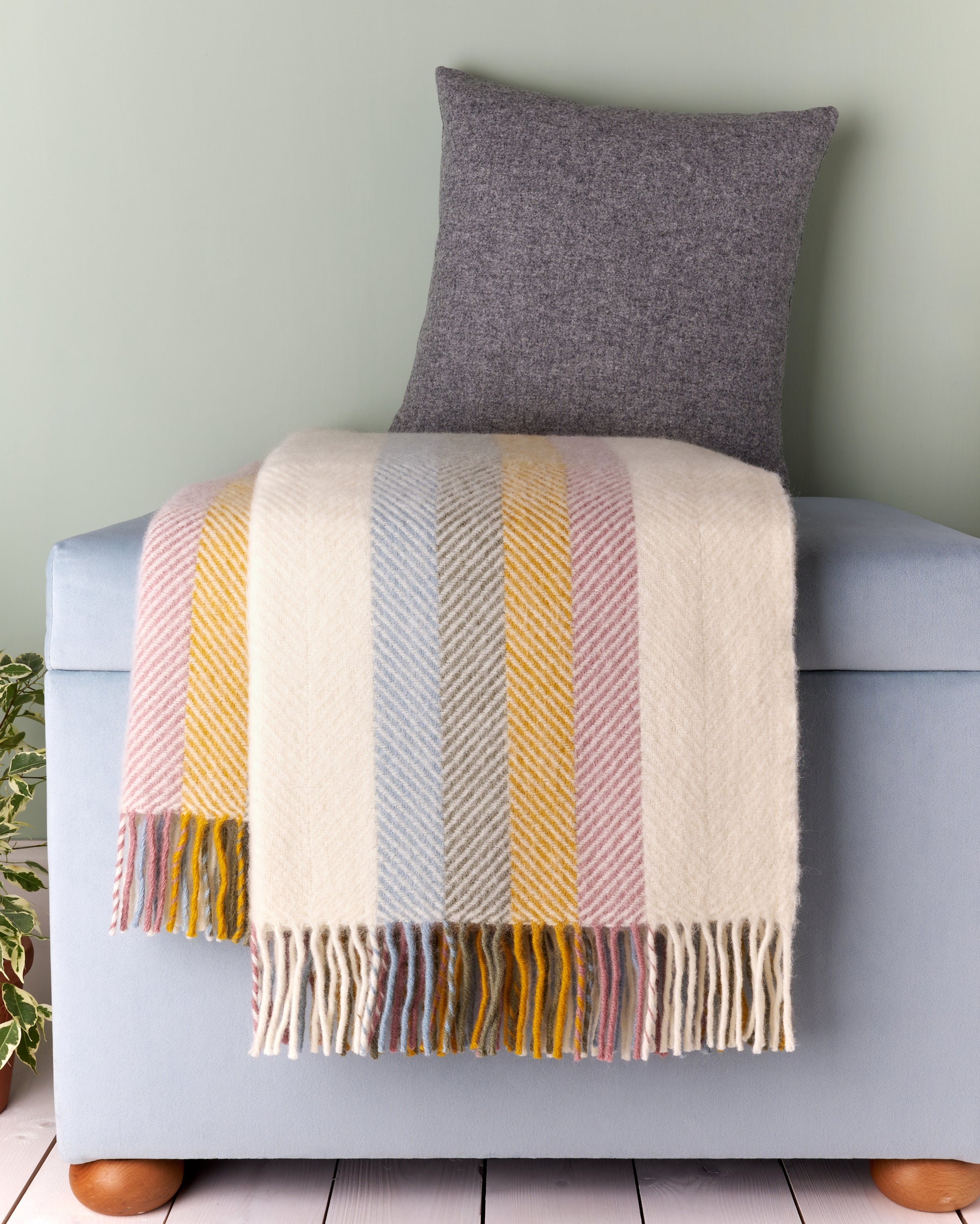 Tweedmill Primrose Stripe Pure New Wool Blanket Throw