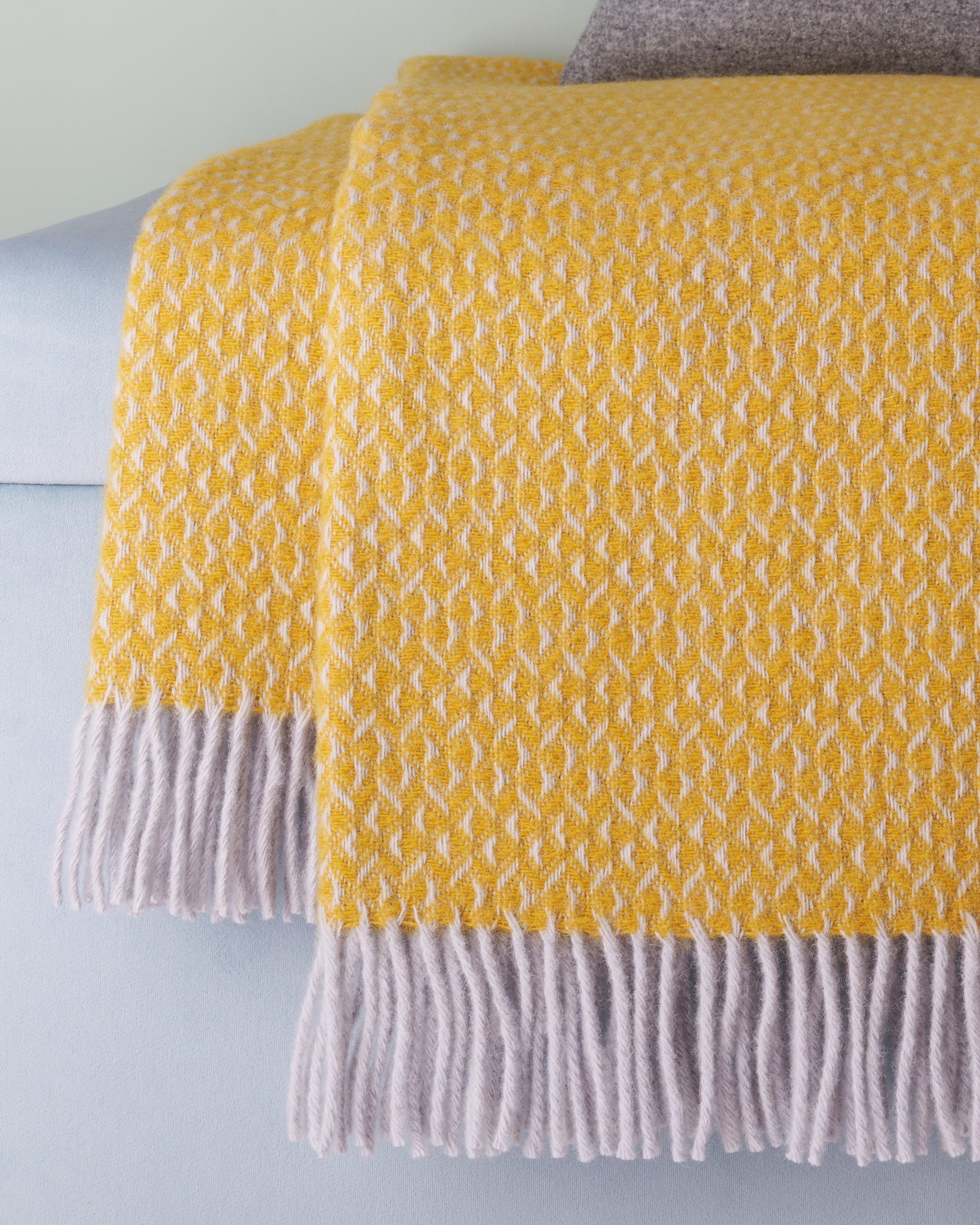 Tweedmill Yellow Diamond Wool Blanket Throw