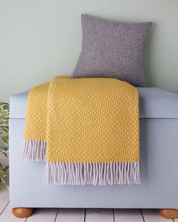 Tweedmill Yellow Diamond Wool Blanket Throw